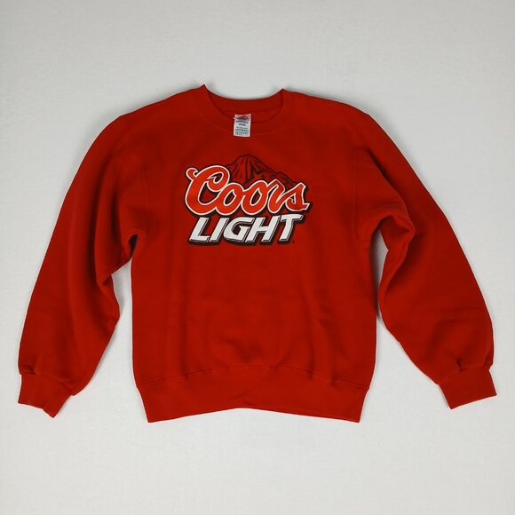 Coors Light Spellout Graphic Red Crewneck Pullover Sweatshirt Small - Picture 1 of 4